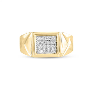 10kt Yellow Gold Mens Round Diamond Cluster Ring 1/3 Cttw