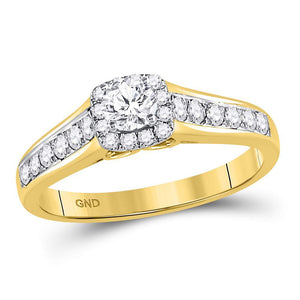 10kt Yellow Gold Round Diamond Halo Bridal Wedding Engagement Ring 5/8 Cttw