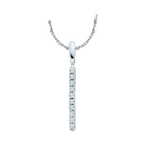 14kt White Gold Womens Round Diamond Bar Pendant 1/20 Cttw