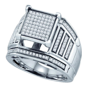 Sterling Silver Womens Round Diamond Square Cluster Ring 3/8 Cttw