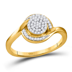 10kt Yellow Gold Womens Round Diamond Cluster Ring 1/6 Cttw