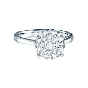 14kt White Gold Round Diamond Cluster Bridal Wedding Engagement Ring 1/4 Cttw