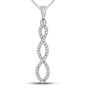 10kt White Gold Womens Round Diamond Twist Fashion Pendant 1/8 Cttw