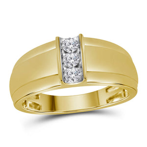 10kt Yellow Gold Mens Round Diamond Single Row Band Ring 1/4 Cttw